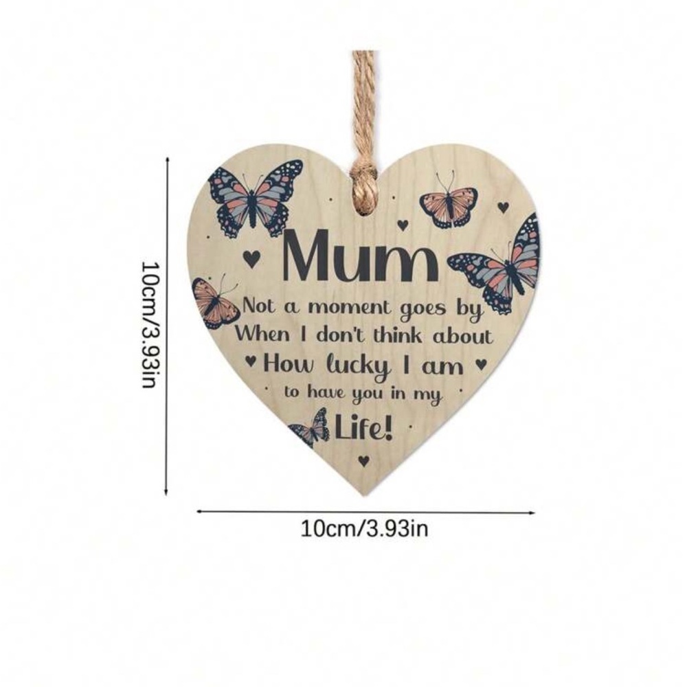 Mom Wooden Heart Hanging - Picture 3 of 6
